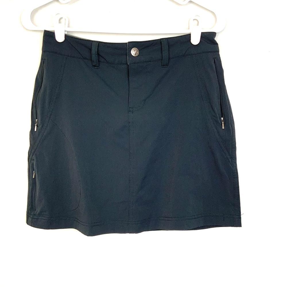 REI Sz 0 Black Hiking Skort Skirt Outdoors Zip Pockets Golf Tennis Activewear